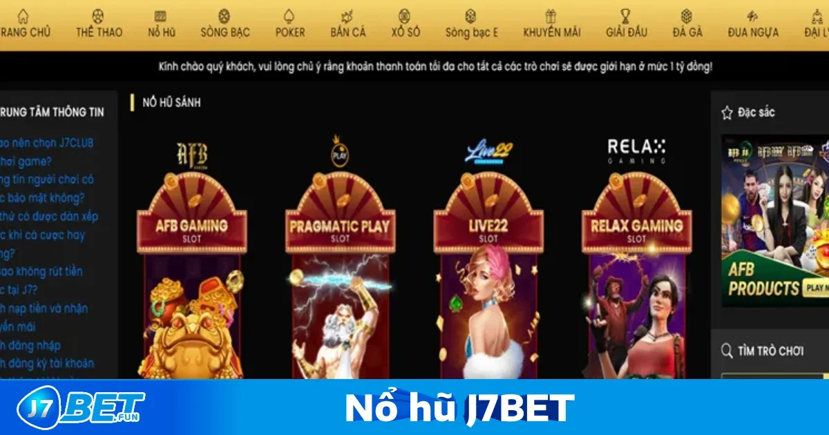 Vì Sao Nổ Hũ J7bet Là Điểm Đến Của Các Tín Đồ Jackpot?