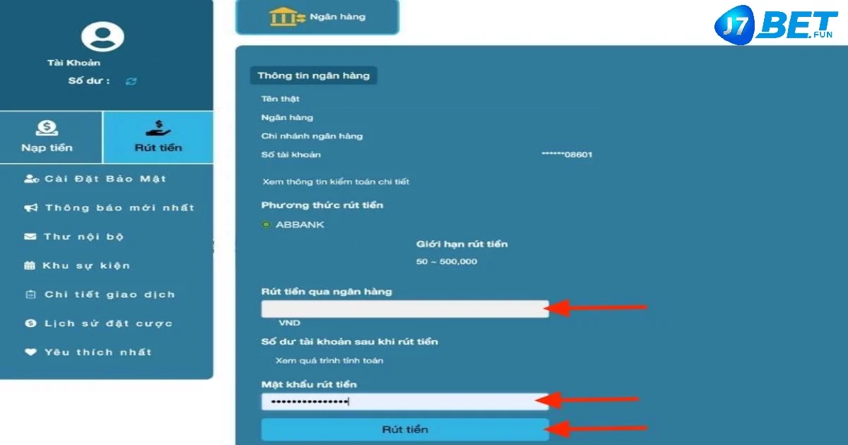 Lưu Ý Khi Rút Tiền Tại J7bet